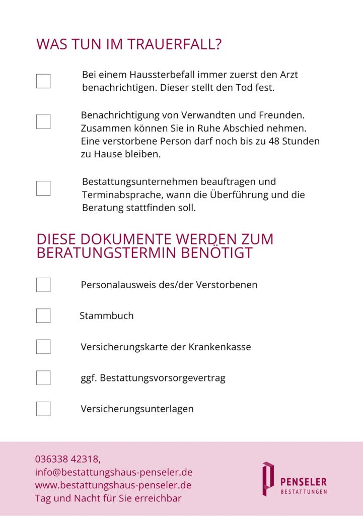 Checkliste_Was tun im Trauerfall_Penseler